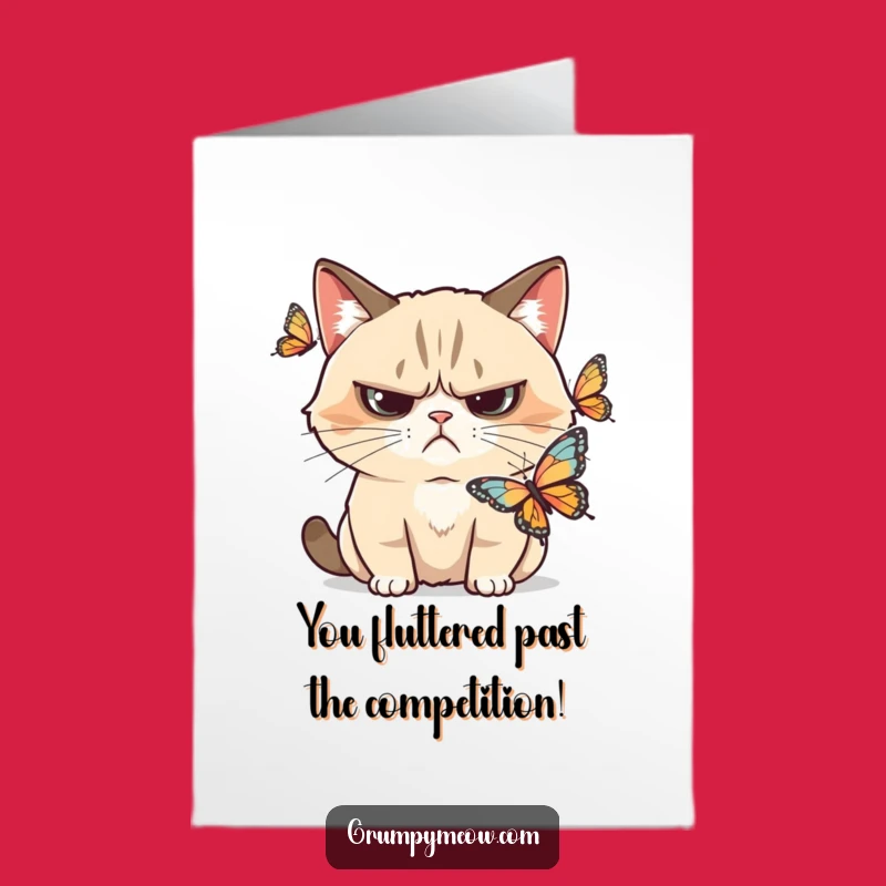 Free Printable Funny Congrats Card: Grumpy Cat Butterfly Approval Greeting