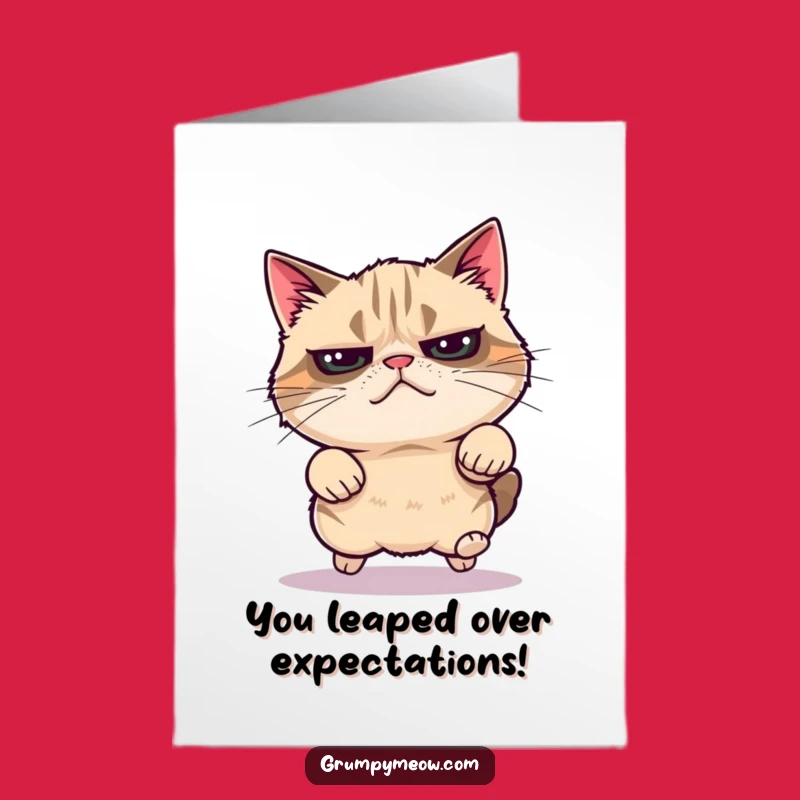 Free Printable Funny Congrats Card: Grumpy Cat Leap of Success Greeting