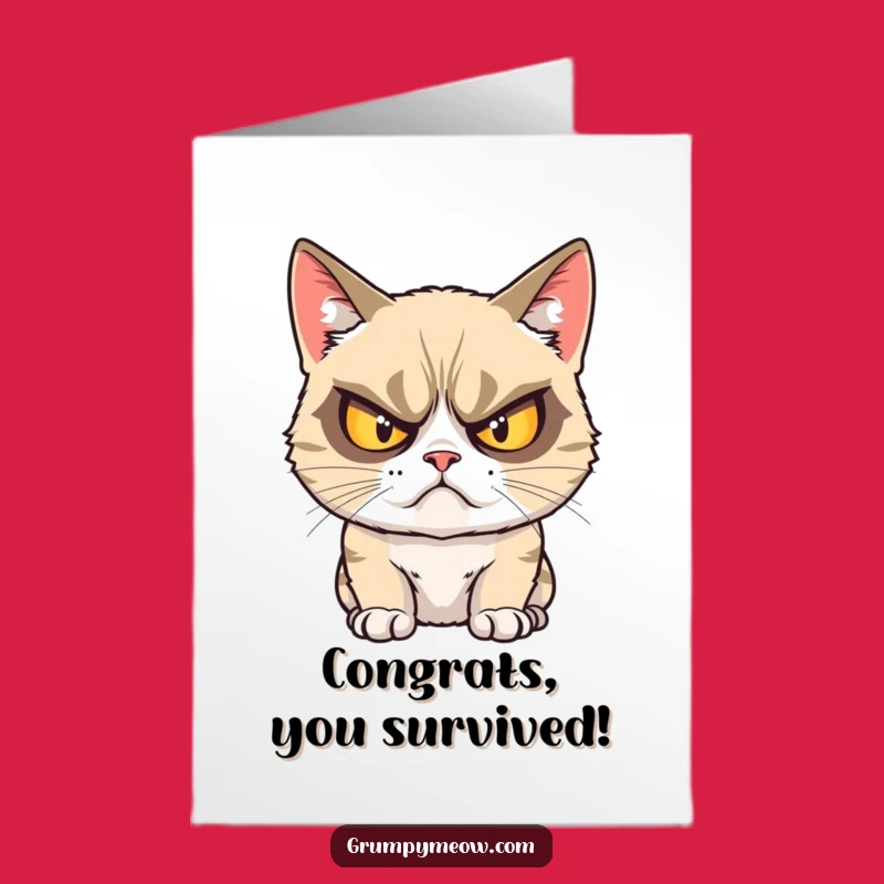 Free Printable Grumpy Cat Card: Crossed-Eyed Glare Congratulations for Unimpressed Success!