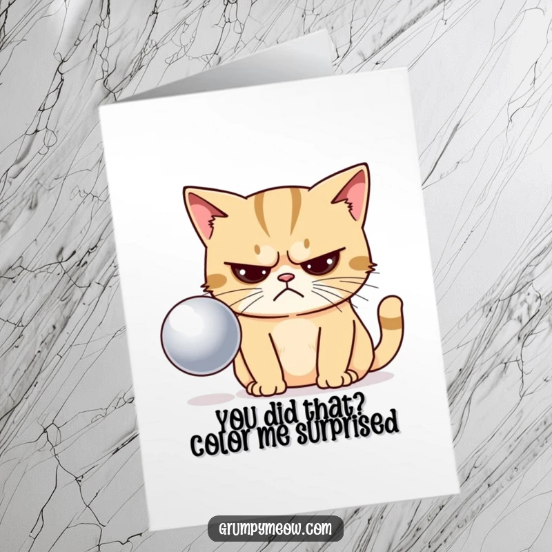 Funny Free Printable Congrats Card: Grumpy cat stares disapprovingly, offering faint praise for your success. A truly backhanded compliment.