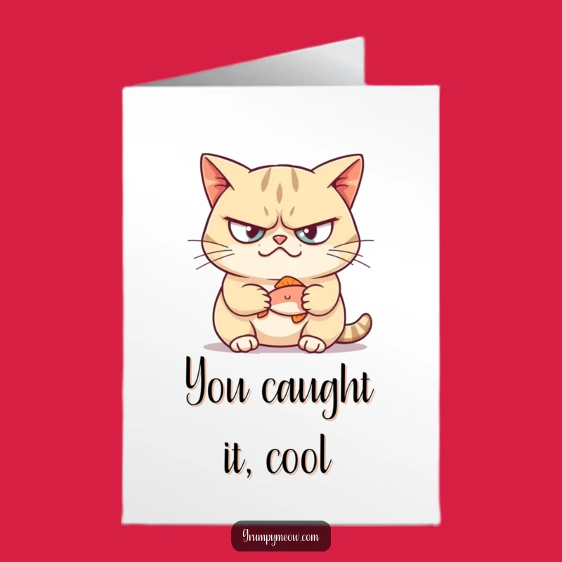 Free Printable Congrats Card: Grumpy Cat Smirks at Catch, Funny Downloadable Gift!