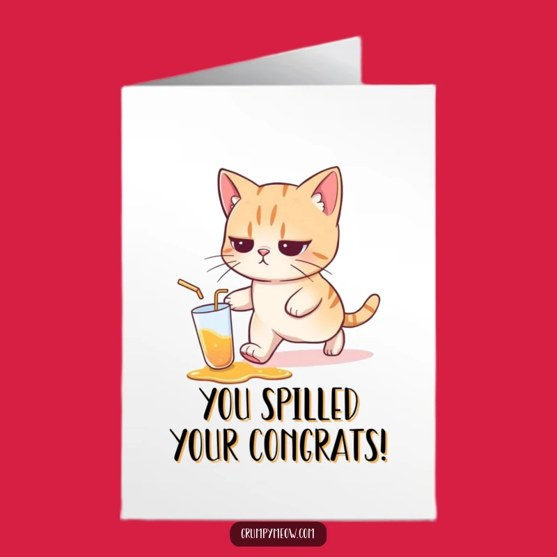 Free Printable Congrats Card: Cat & Spilled Drink - Humorous Downloadable