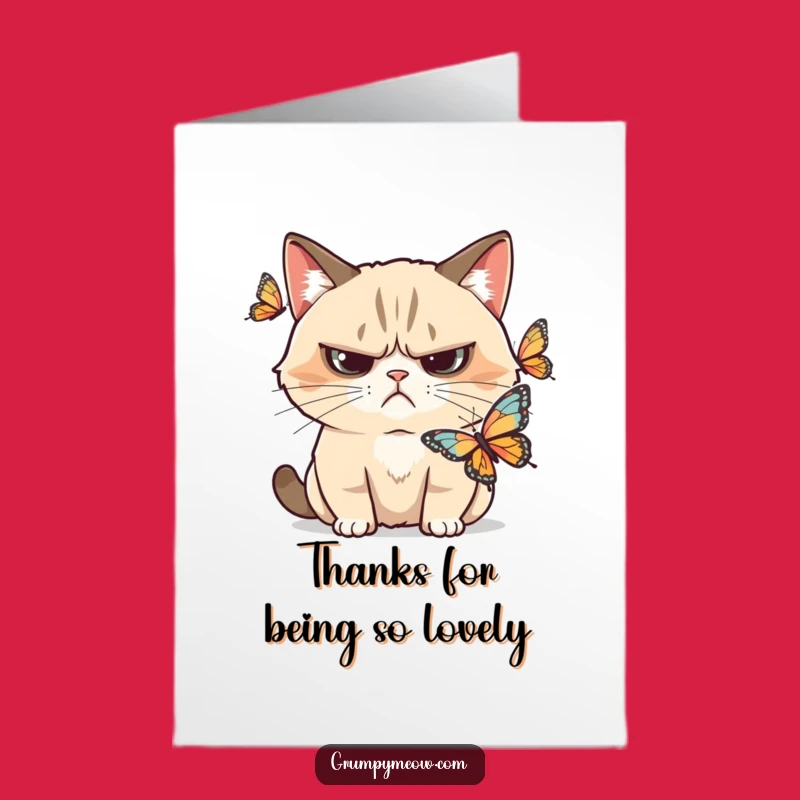 Free Printable Funny Thank You Card: Grumpy Cat Butterfly Observation Greeting