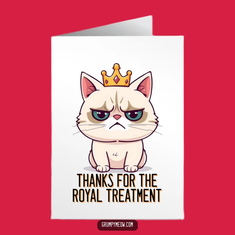 Free Printable Grumpy Cat Thank You Card: Resigned Crown Cat Downloadable Gift