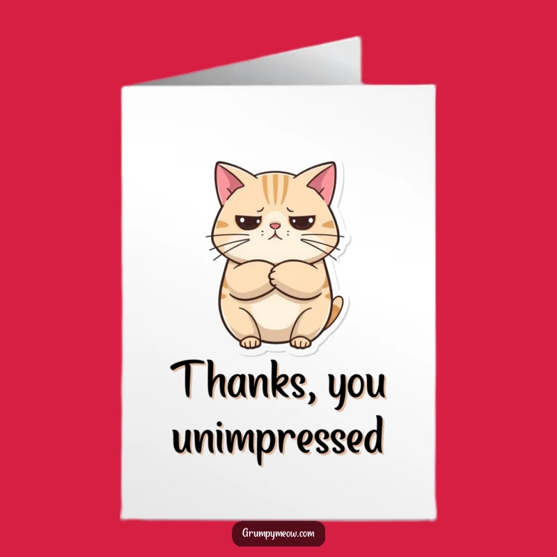 Free Printable Grumpy Cat Thank You Card: Unimpressed Feline, Funny Downloadable Gift