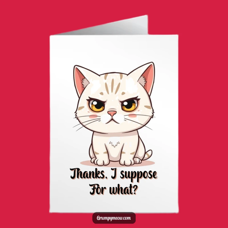 Free Printable Skeptical Cat Thank You Card - Eyebrow Raise for Gratitude Download