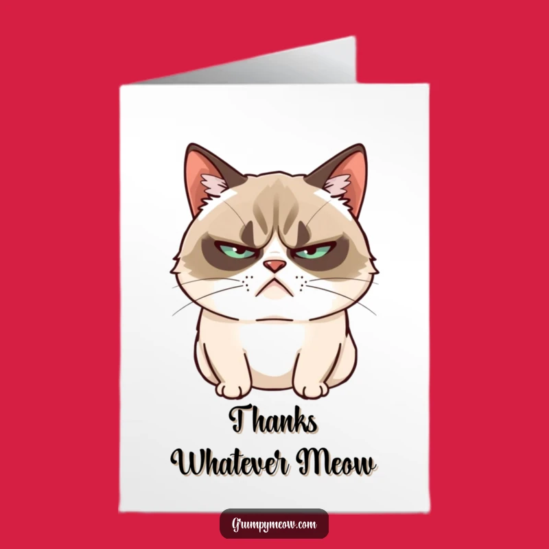 Free Printable Thank You Card: Grumpy Cat Thanks - Sarcastic Downloadable Gift