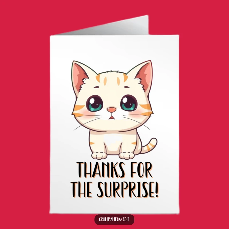Free Printable Thank You Card: Surprised Cat Says Thanks Downloadable