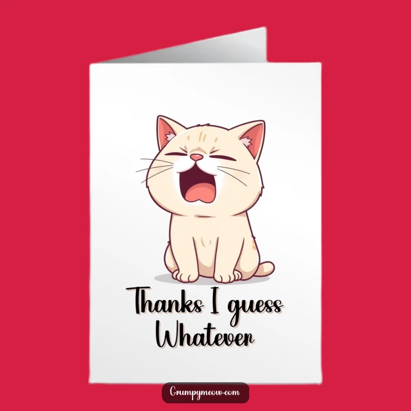 Free Printable Thank You Cat Card - Sarcastic Yawn for Your Gratitude Download