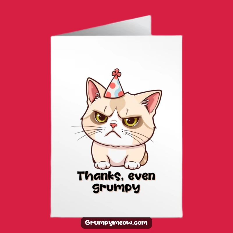 Free Printable Grumpy Cat Thank You Card: Askew Hat, Comical Downloadable Gratitude