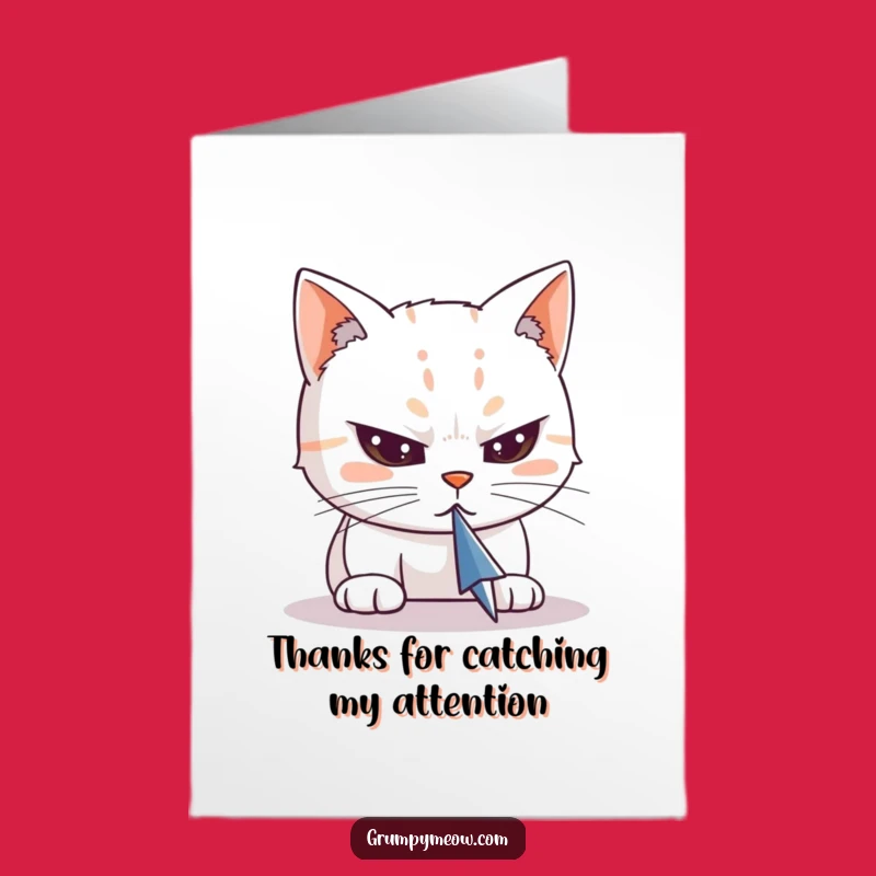 Free Printable Thank You Card: Focused Cat Cursor Love, Funny Downloadable Gift