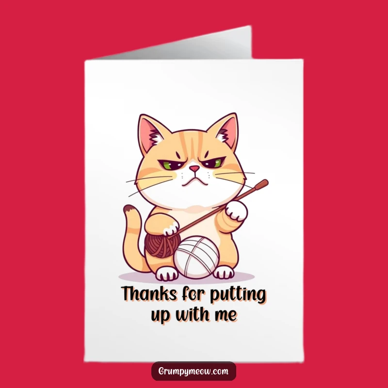 Free Printable Thank You Card: Grumpy Cat Swatting Yarn, Funny Downloadable Gift