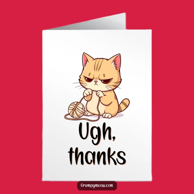 Free Printable Thank You Card: Grumpy Cat's Reluctant Thanks with Yarn