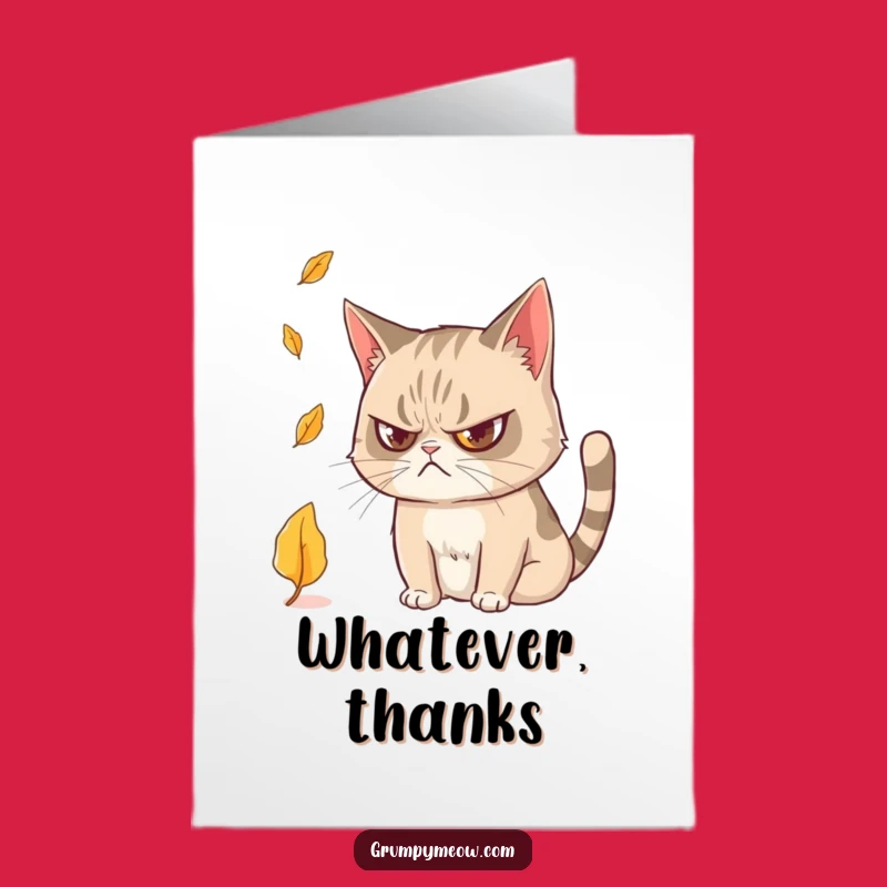 Free Printable Thank You Card: Grumpy Cat's Leafy Gratitude