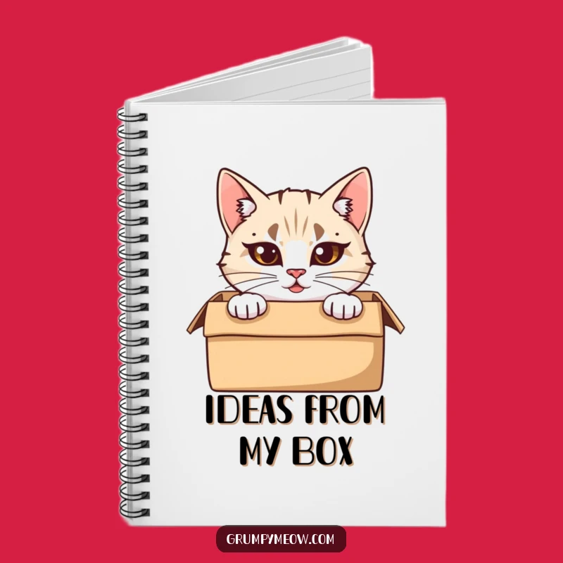 Funny Peeking Cat Notebook: Box Thoughts, Furrowed Journal, Perfect Writing Gift