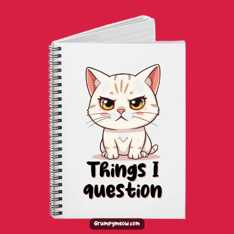 Funny Skeptical Cat Notebook - Witty Eyebrow Journal Gift