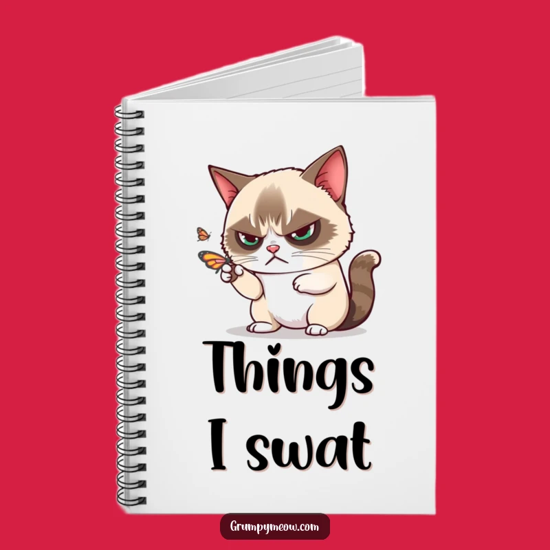 Funny Grumpy Cat Butterfly Notebook, Jot Down Thoughts with Disdain - Ideal Funny Gift