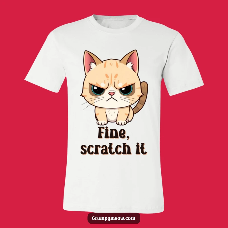 Funny Grumpy Cat Head Scratch T-Shirt - Hilarious Cat Tolerance Tee