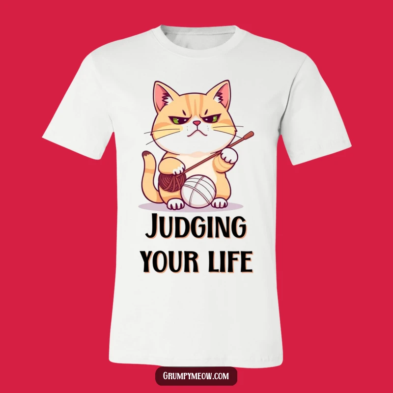 Funny Frowning Cat Yarn Play T-Shirt - Hilarious Gift for Cat Owners