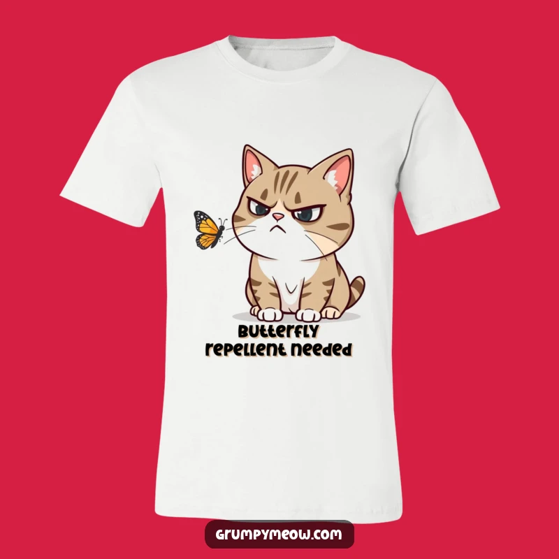 Funny Grumpy Cat Butterfly T-Shirt - Annoyed Feline Tee Gift
