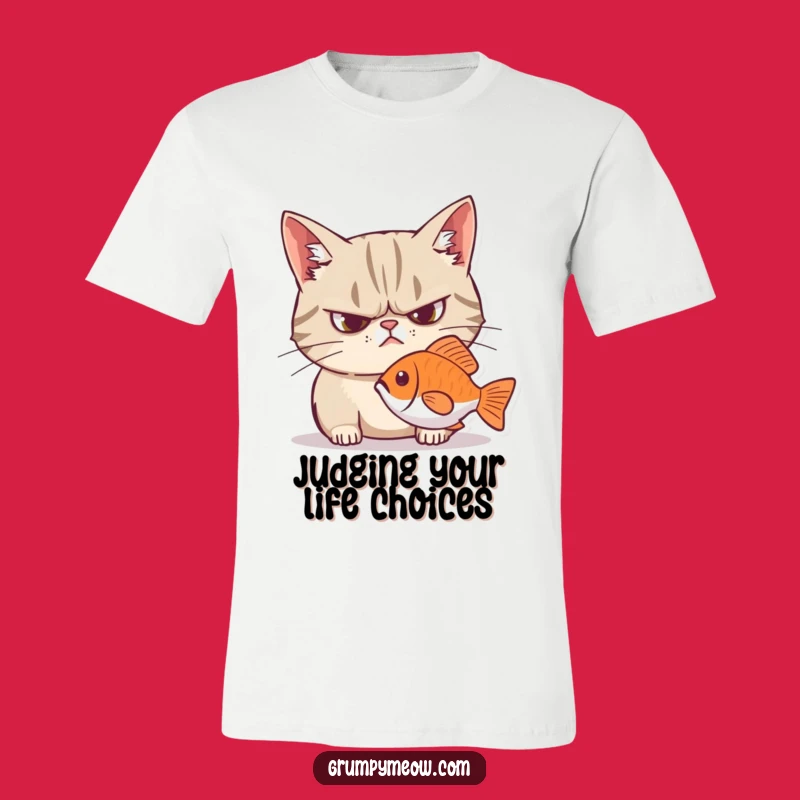Funny Grumpy Cat Intense Fish Stare T-Shirt - Hilarious Cat Lover Gift