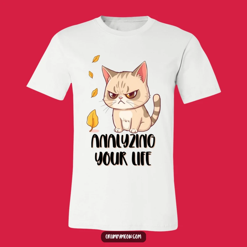Funny Grumpy Cat Leaf T-Shirt: Autumn Intrigue for Your Wardrobe