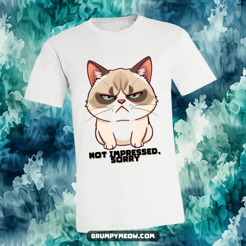 Funny Grumpy Cat T-Shirt: A grumpy cat delivers a slow blink, embodying ultimate unimpressed feline wisdom.