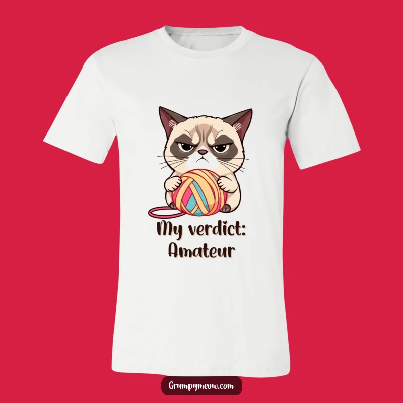 Funny Grumpy Cat Yarn T-Shirt, Iconic Judgment for a Hilarious Funny Gift