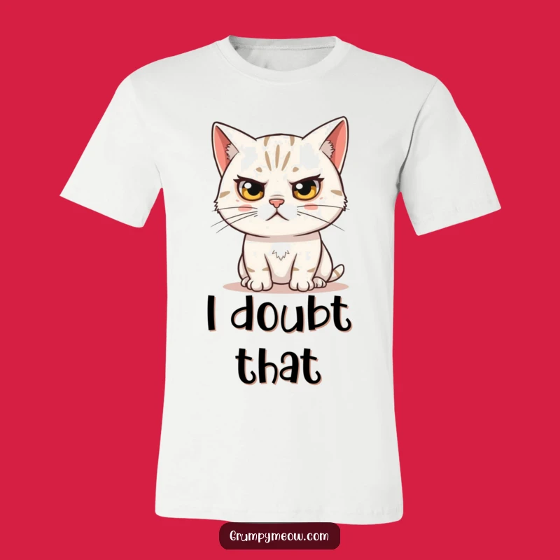 Funny Skeptical Cat T-Shirt - Witty Eyebrow Raise Tee Gift