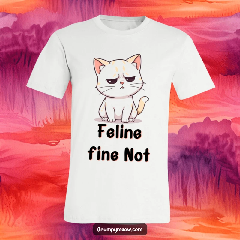 Funny t-shirt with an unimpressed cat slowly flicking its tail, expressing mild annoyance with humorous subtlety.