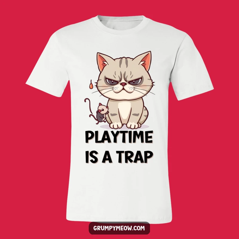 Funny Grumpy Cat Swatting T-Shirt - Playful Antics for a Hilarious Funny Gift!