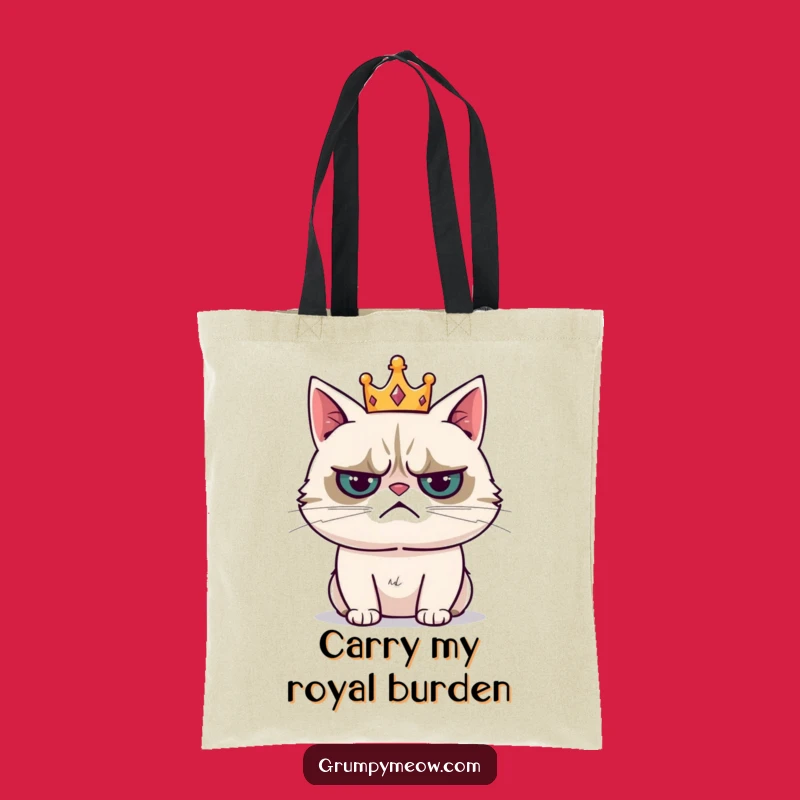 Funny Grumpy Cat Crown Tote Bag - Carry Your Crown with Pride! Funny Gift!