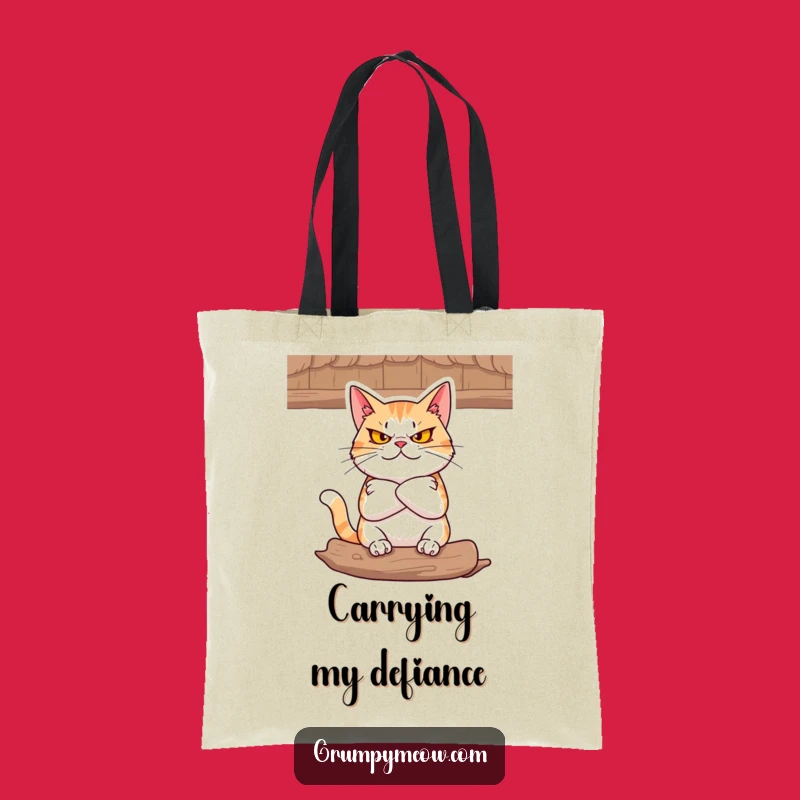 Funny Defiant Cat Tote Bag: Carry Your Attitude with Pride