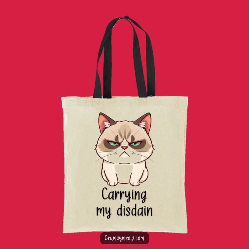 Funny Grumpy Cat Tote Bag - Unimpressed Blink Design, Practical Funny Gift