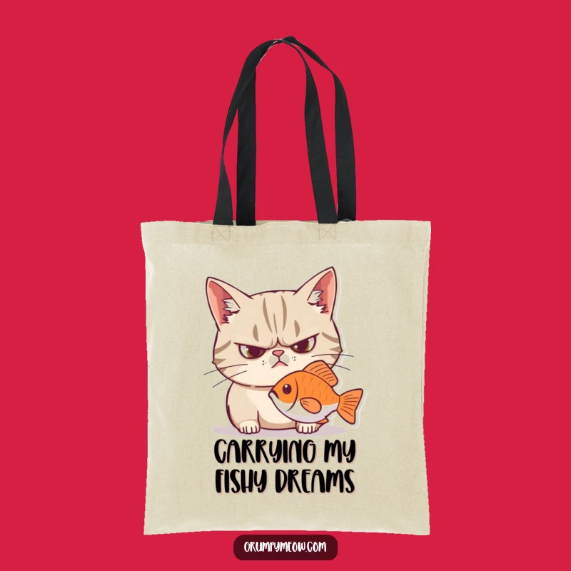 Funny Grumpy Cat Intense Fish Stare Tote Bag - Practical & Hilarious Cat Gift