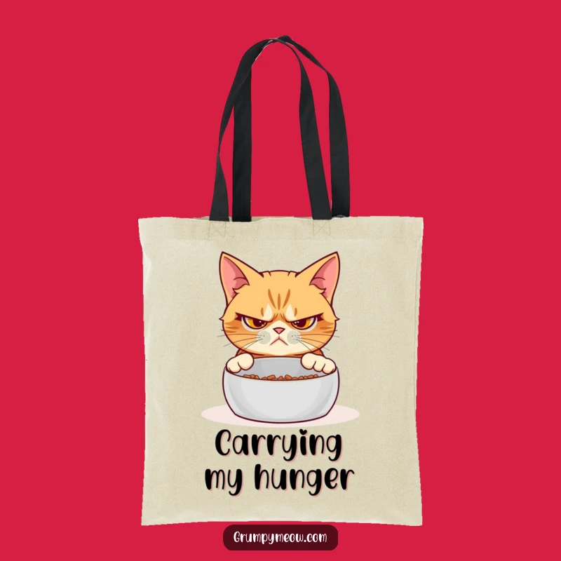 Funny Grumpy Cat Empty Bowl Tote Bag: Carry Your Cat's Demands in Style!