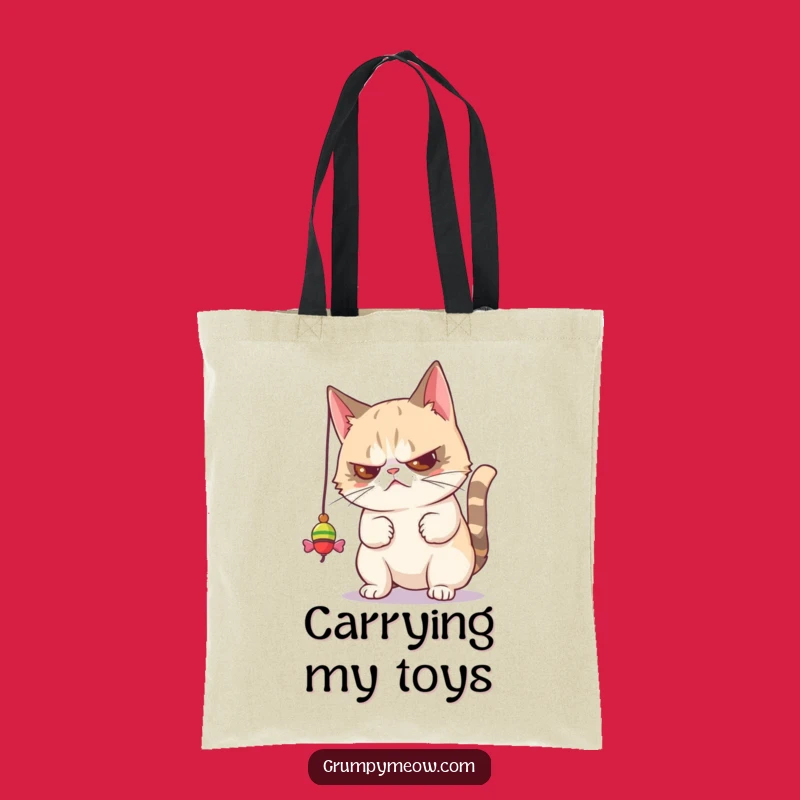 Funny Grumpy Cat Toy Batting Tote Bag - Disdainful Style & Humor Gift