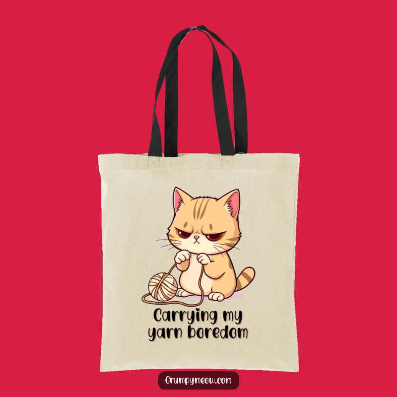Funny Grumpy Cat Yarn Tote Bag: Carry Your Reluctance with Style