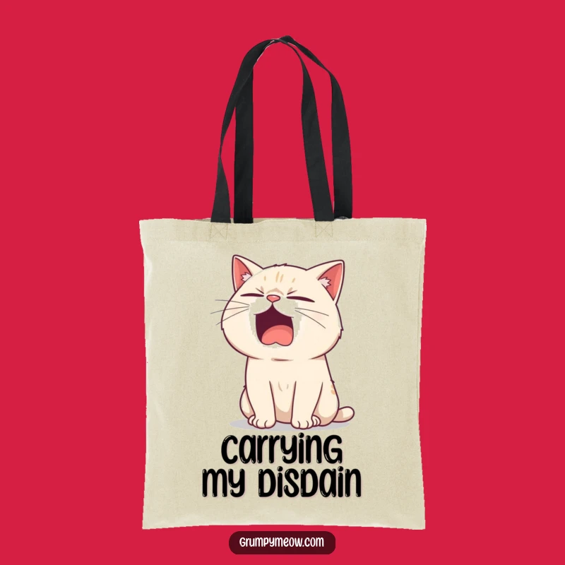 Funny Bored Cat Yawning Tote Bag - Sarcastic Cat Accessory Gift