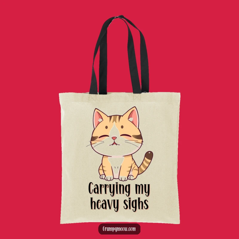 Funny Cat Sigh Tote Bag: Stylish, Hilarious Gift for Cat Lovers, Carrying Your Sighs