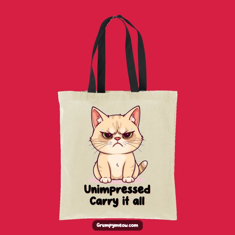 Funny Grumpy Cat Shiny Object Tote Bag: Carry Your Skepticism