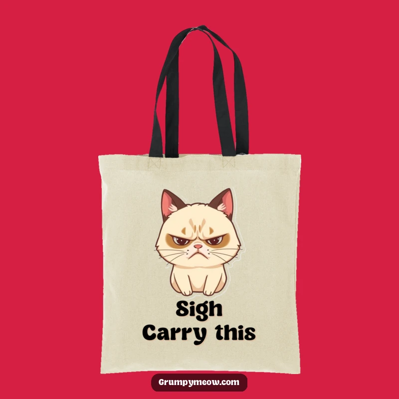 Funny Grumpy Cat Sighing Tote Bag: Carry Your Exasperation