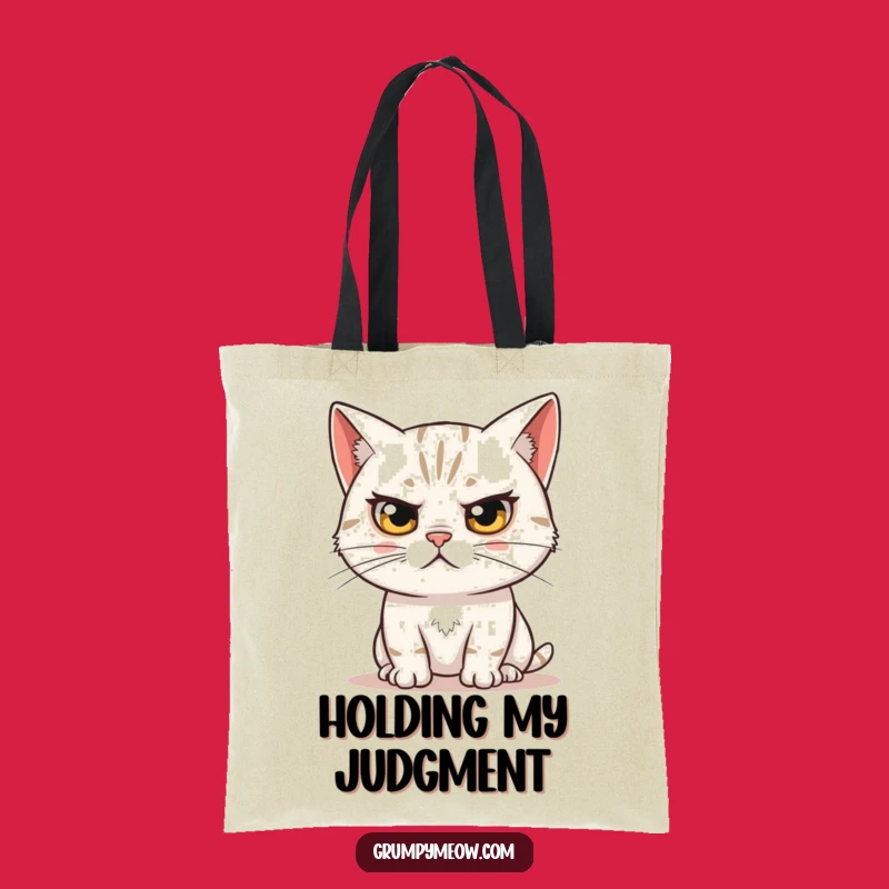 Funny Skeptical Cat Tote Bag - Witty Eyebrow Accessory Gift