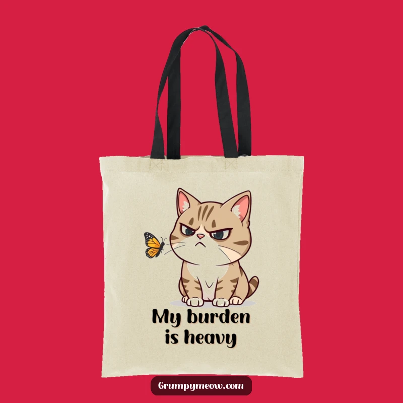 Funny Grumpy Cat Butterfly Tote Bag - Annoyed Feline Accessory